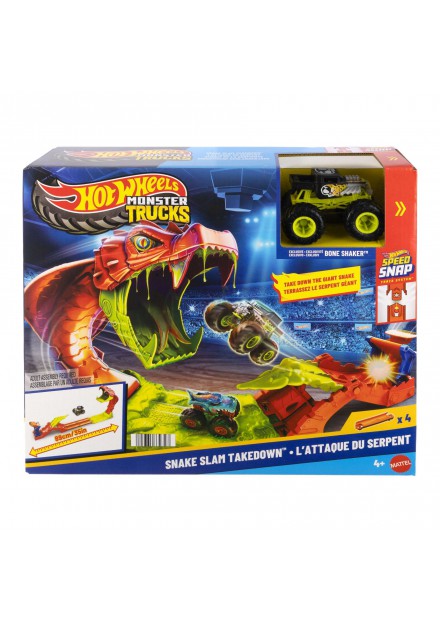 Hot Wheels monster trucks snake slam takedown track