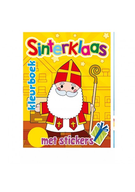 Sinterklaas kleurboek met stickers  geel