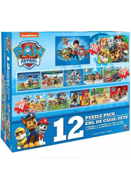 Puzzelpack Paw Patrol 12  Pack 5x24 stukjes, 5x48 stukjes, 2x100 stukjes