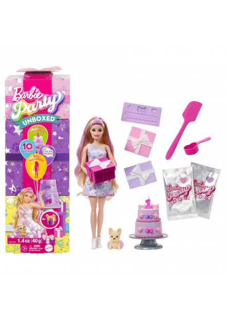 Barbie Party unboxed 2/1 pop met paarse jurk