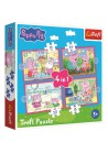Trefl puzzel 4 in 1 Peppa houd van avonturen 12 15 20 24 stukjes