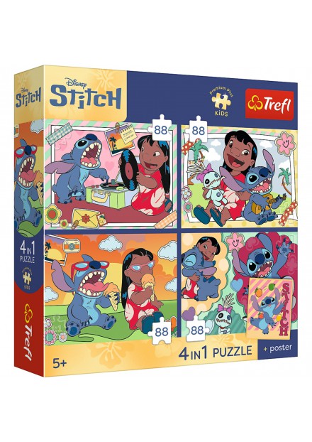 Trefl Puzzel 4 in 1 ruimte Stitch 4x88