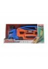 Transporter met lanceerbaan en 2 auto's Blauw