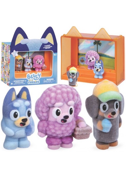 Bluey Fuzzies speelset met 3 figuren   poedel