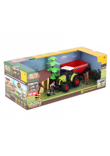 Tractor set met stal + accessoires licht +geluid B/O