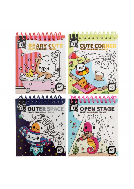 Kleurboek cute & comfy mini 10 x 10 cm 4 assorti