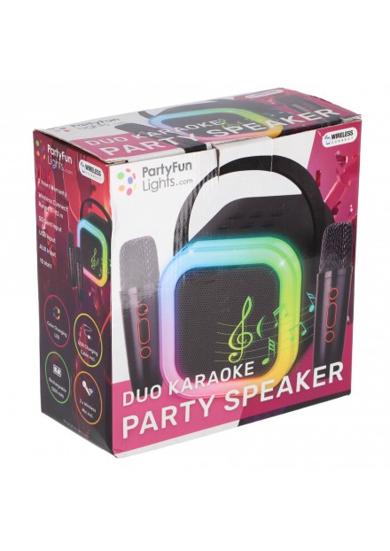 Karaoke duo set 2 micro's + speaker 13x8x14 cm