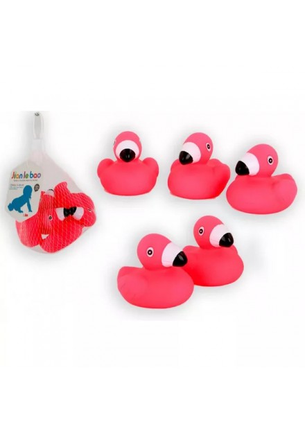 5 flamingo badfiguren in net