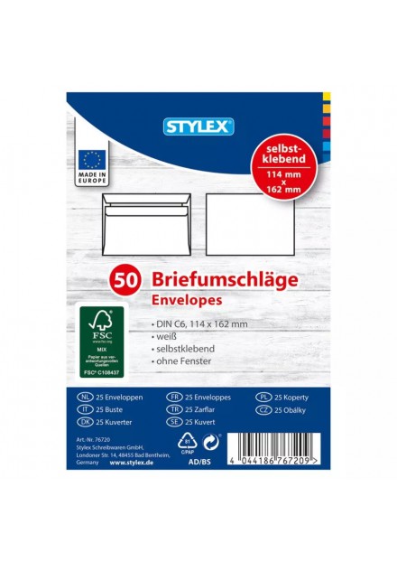 Enveloppen C6 114x162mm 50 stuks zelfklevend