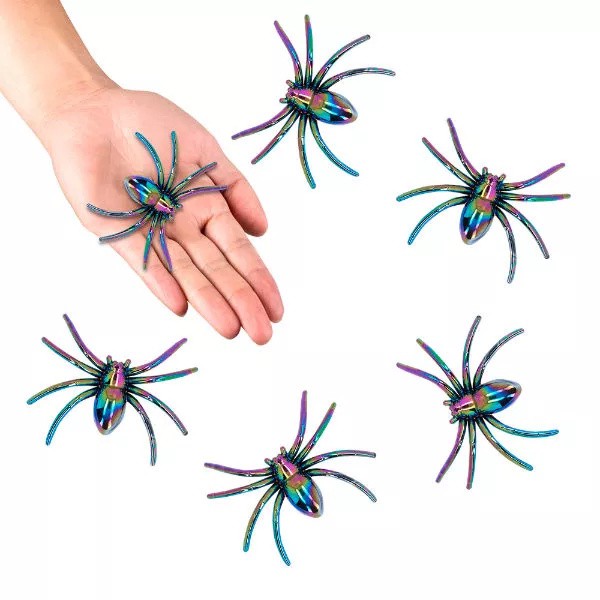 6 spinnen iriserend7x5,5 cm