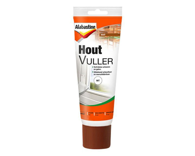ALABASTINE HOUTVULLER 330 GR TUBE Wit