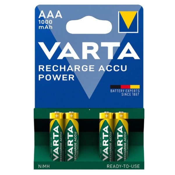 Batterijen AAA 4 Stuks Varta Oplaadbaar MAH 1000