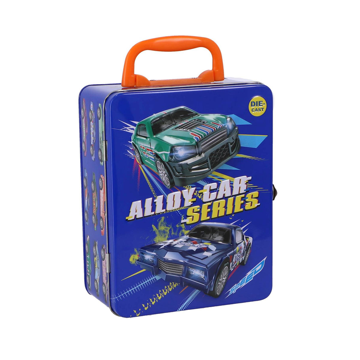Auto opbergbox metaal met 2 diecast auto's