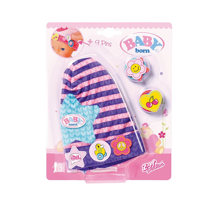 BABY born muts met grappige pins 43 cm paars