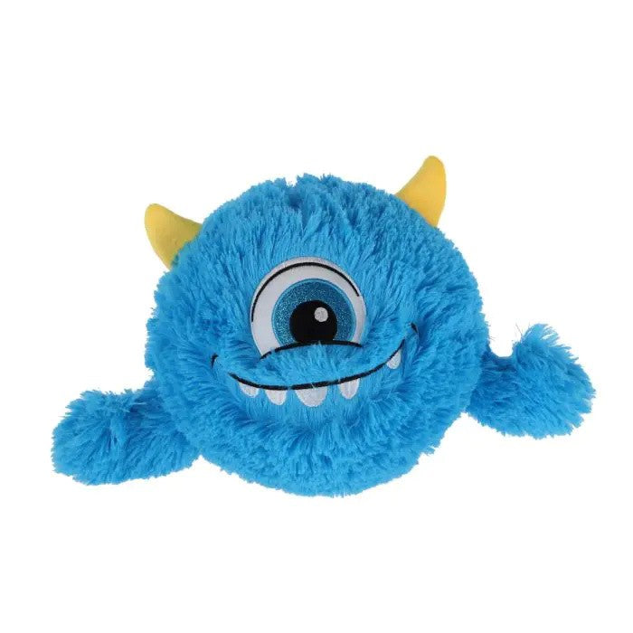 Pluchiez bal bouncing furry monster 23cm blauw