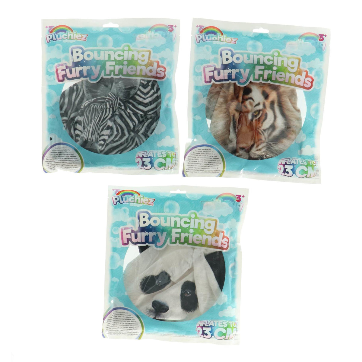 Pluchiez Bal bouncing furry wild animals 23 cm Zebra 2