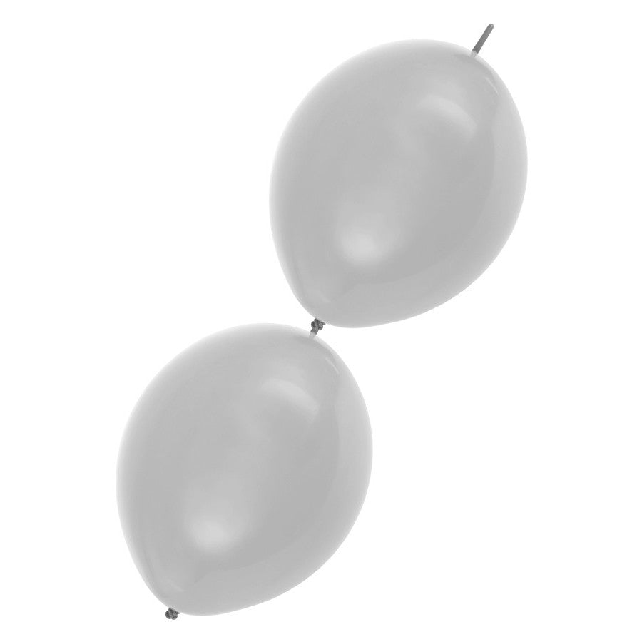 12 Ballonnen  Metallic ZILVER 25cm doorknoop