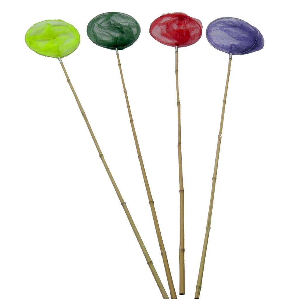 BAMBOE SCHEPNET 110 CM GEEL , ORANJE, BLAUW  OF GROEN
