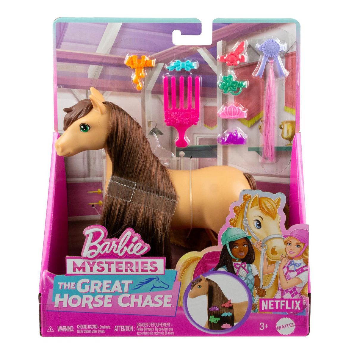 Barbie Pony + Assortiment met verschillende onderdelen  bruin