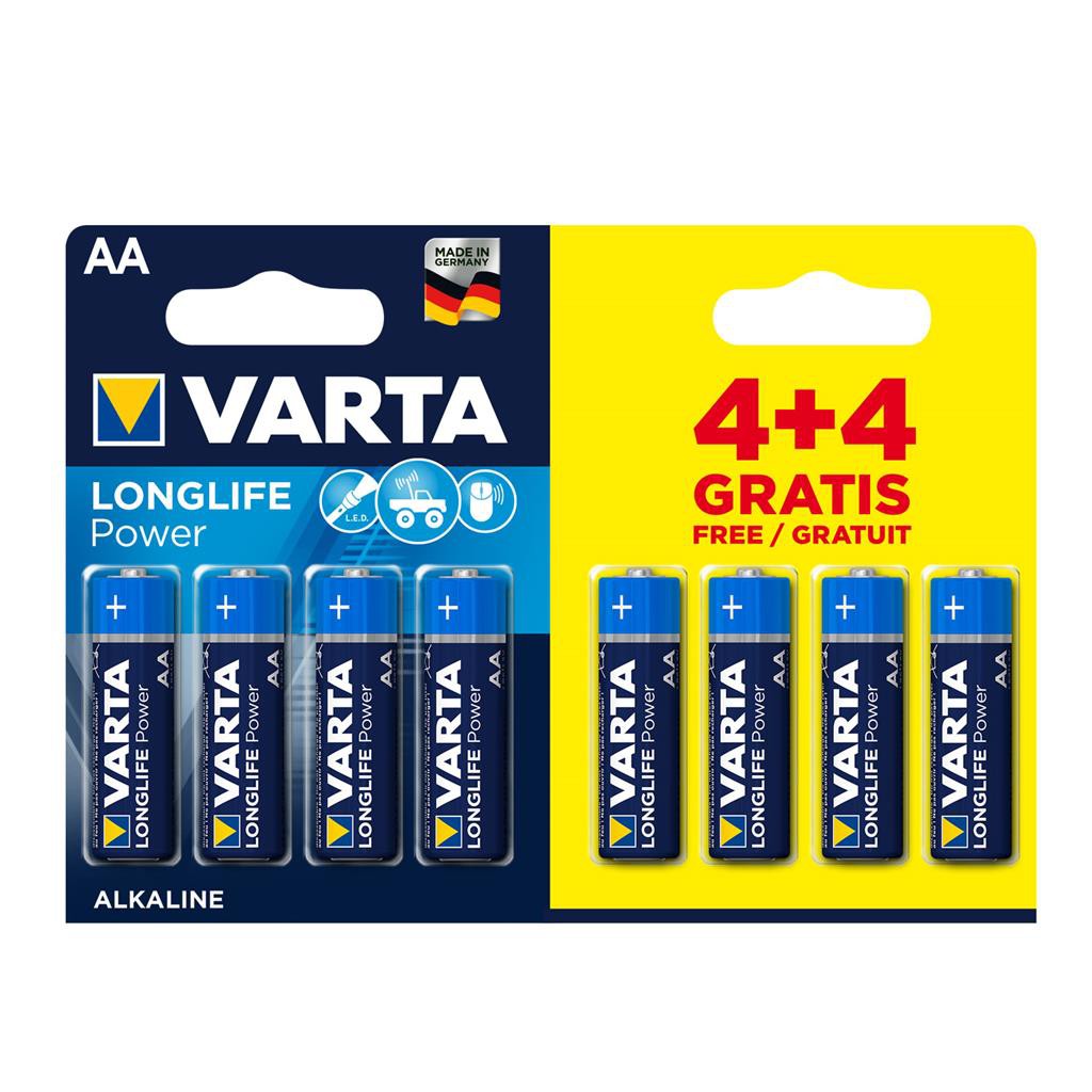 BATTERIJ VARTA AA 4+4 ALKALINE LONGLIFE POWER