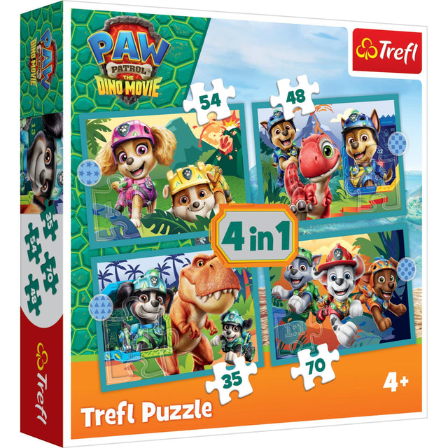Trefl Puzzel Paw Patrol de Dino film 4 in 1  35, 48, 54 of 70 stukjes.