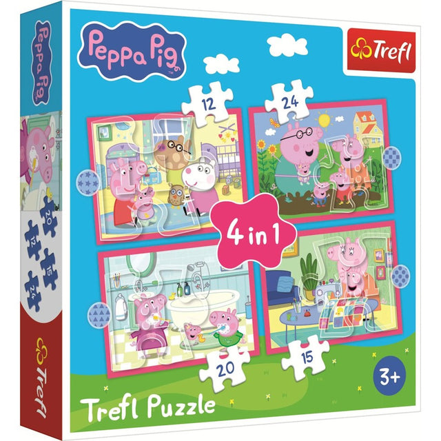 Trefl puzzel 4 in 1 Peppa houd van avonturen 12 15 20 24 stukjes