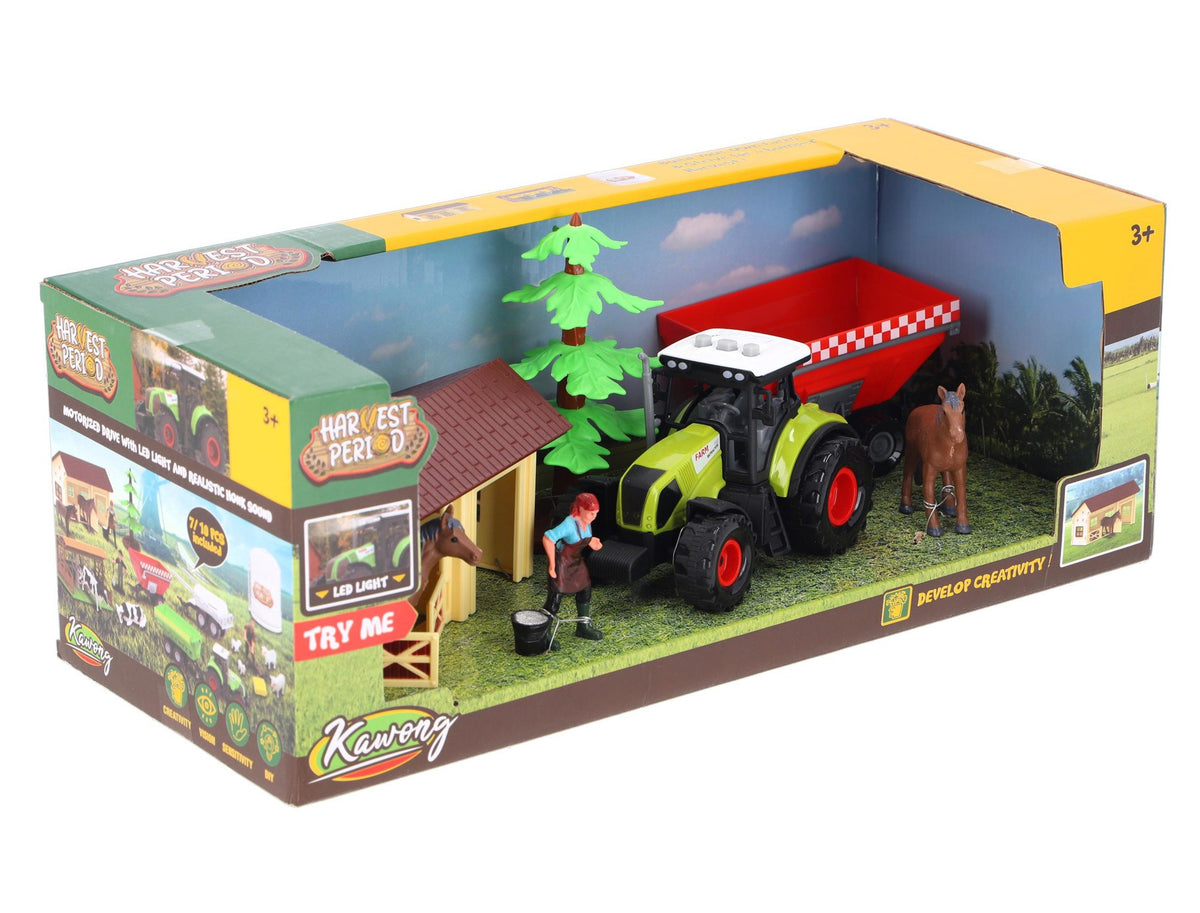 Tractor set met stal + accessoires licht +geluid B/O