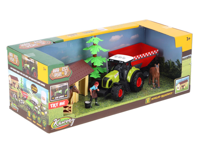 Tractor set met stal + accessoires licht +geluid B/O