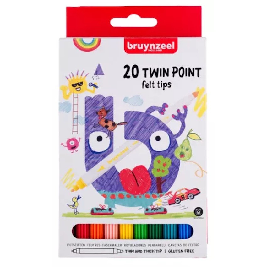 Bruynzeel Viltstifen Twin Points 20 Kleuren