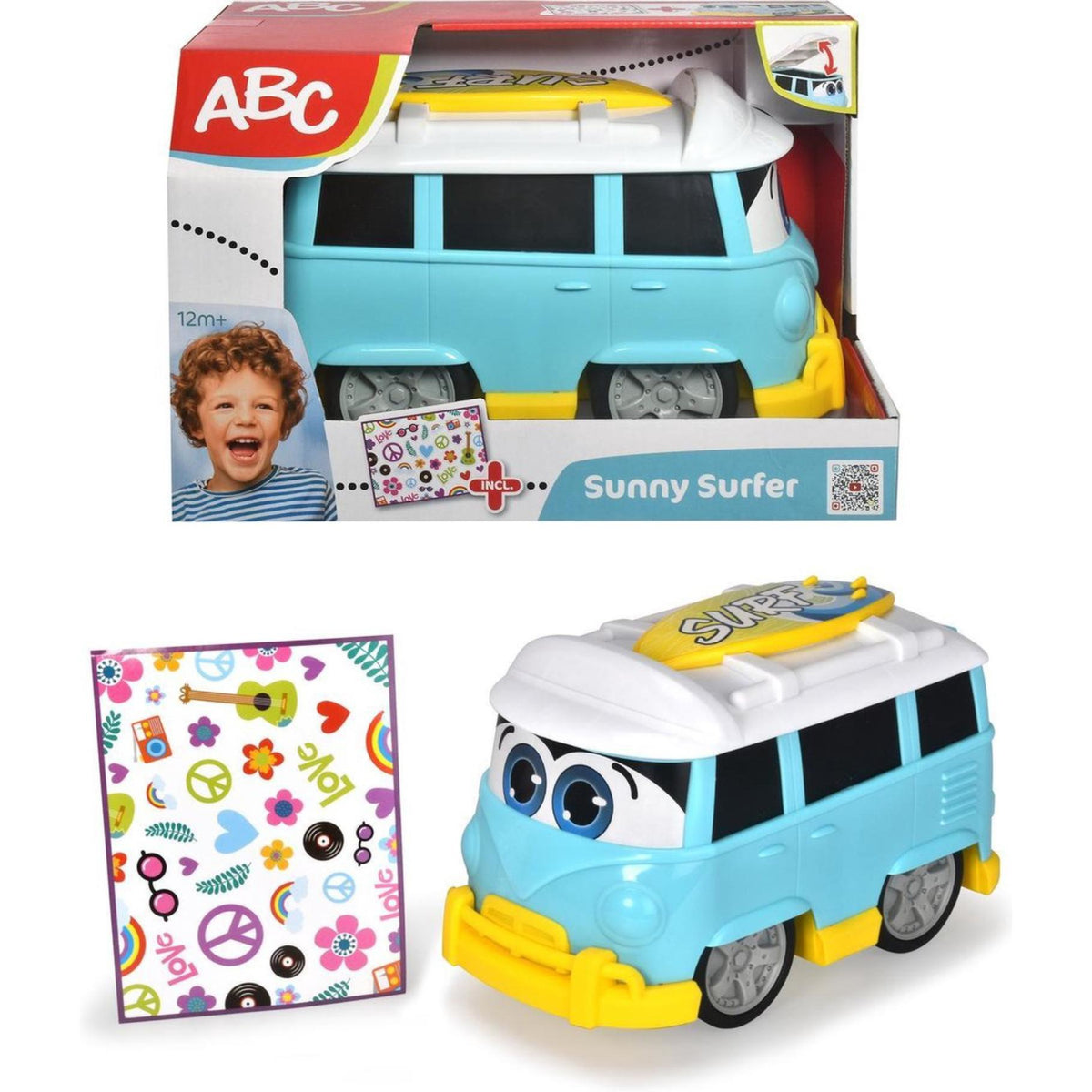 Bus Dickie Sunny surfer bus 25 cm met stickers