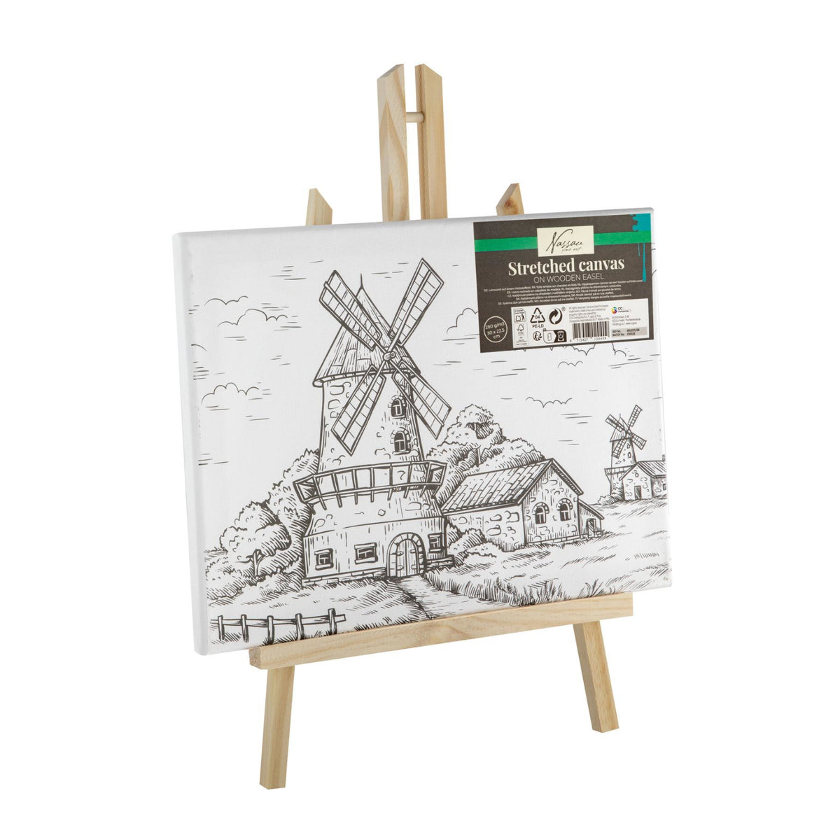 Canvas met print 30 x22,5 cm inclusief schildersezel