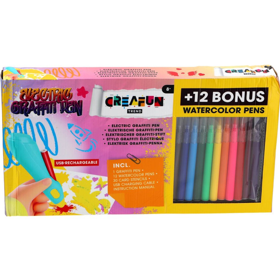 Creafun trend graffity pen electrische set + 12 extra stiften
