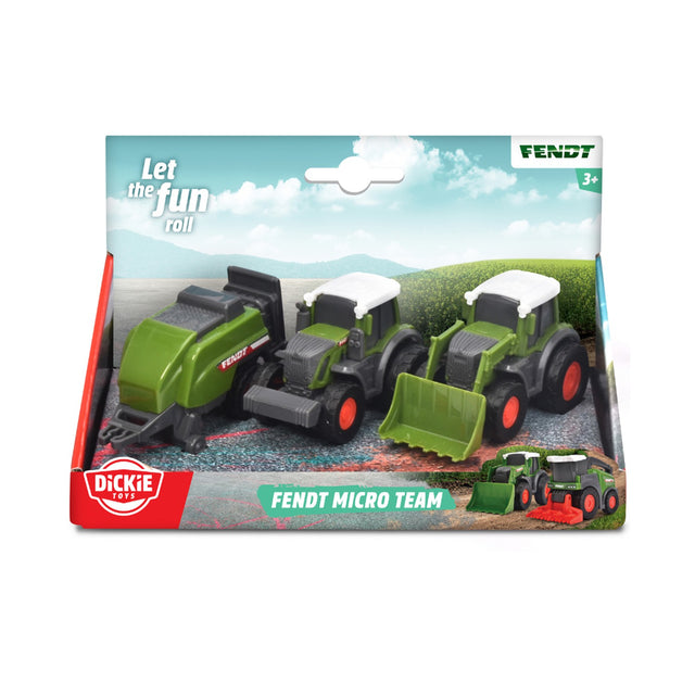 DICKIE TOYS FENDT TRACTOR 3-DELIGE SET 9 CM