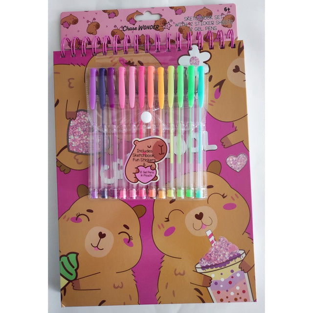 Dream Pop Capibara Schetsboek Met Gelpennen