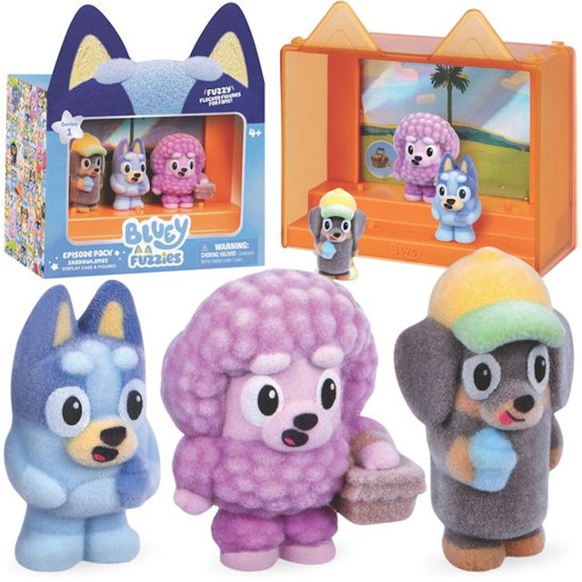 Bluey Fuzzies speelset met 3 figuren   poedel