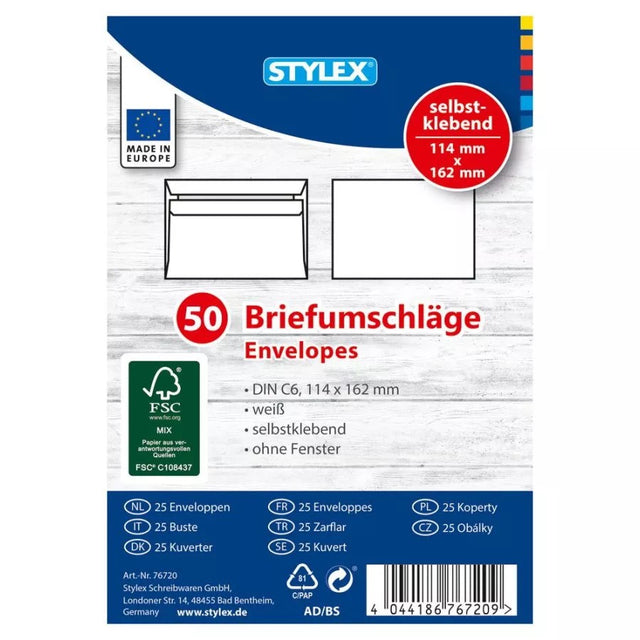 Enveloppen C6 114x162mm 50 stuks zelfklevend