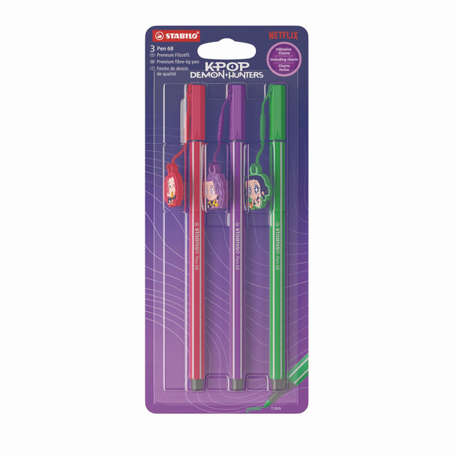 STABILO Pen 68 K-pop Demon Hunters met charm 3 stuks