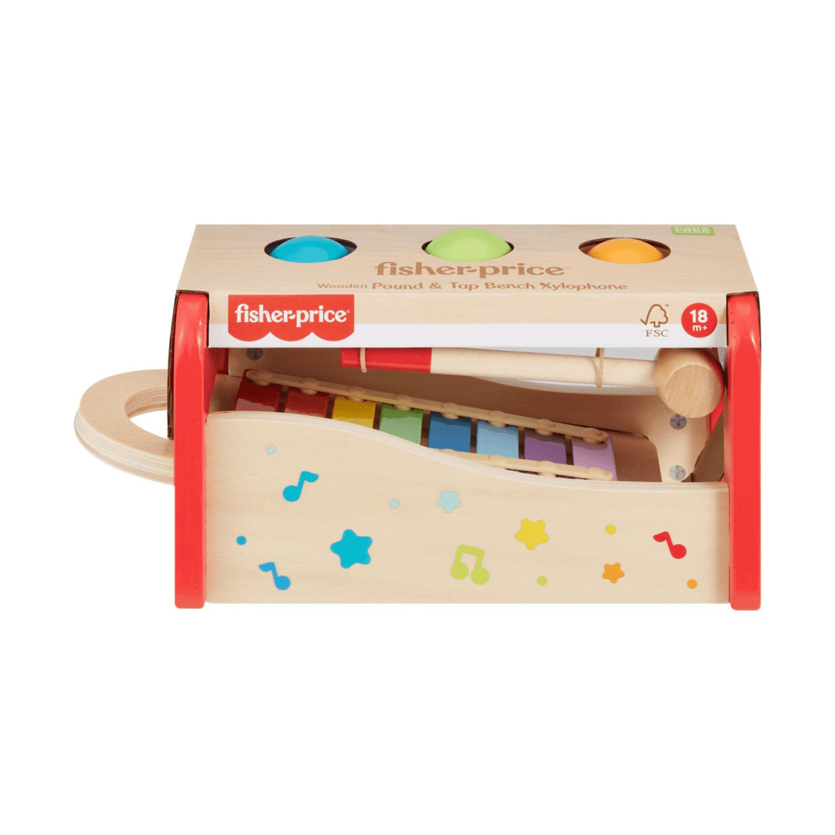 Fisher-Price hout xylophone met hamerbank 18m 2