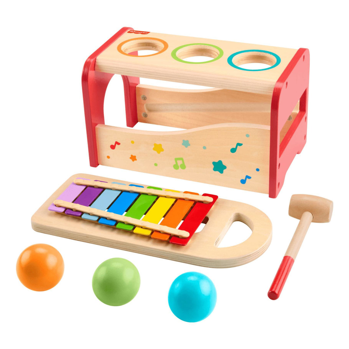 Fisher-Price hout xylophone met hamerbank 18m