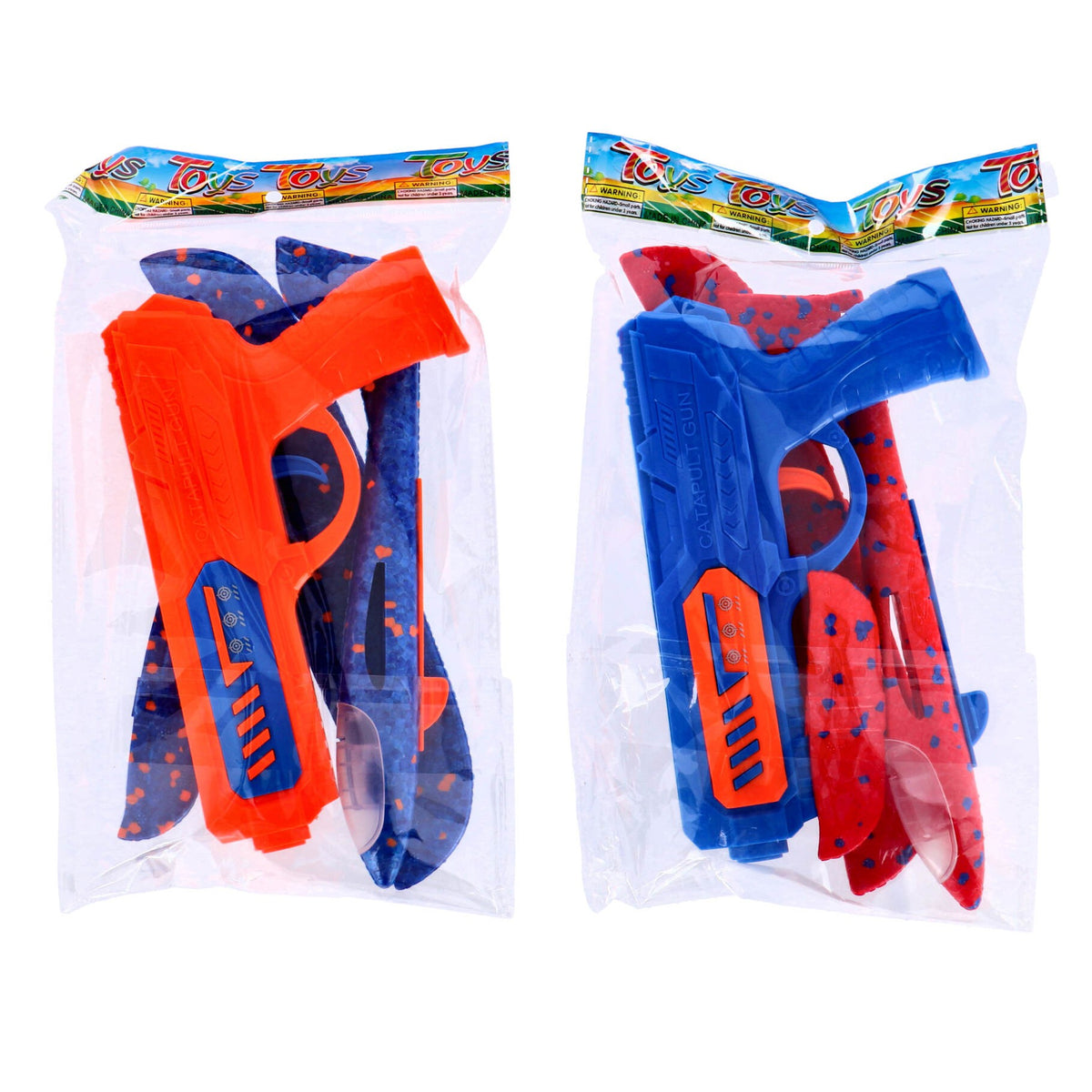 FOAM VLIEGTUIG MET AFSCHIETPISTOOL ORANJE / BLAUW 2