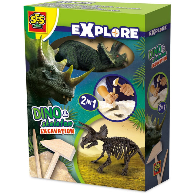 SES Creative Dino en skelet opgraven 2-in-1 -Triceratops