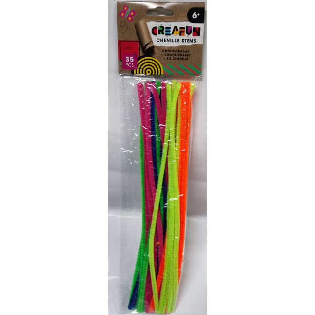 Creafun Chenille 35 stukjes 29 cm  NEON