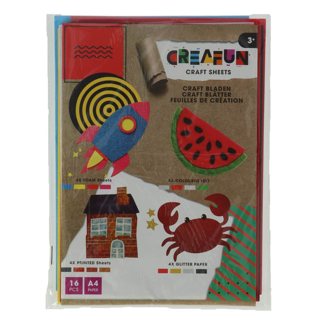 Hobbysheets A4 16 Stuks Vilt/Foam/Glitter