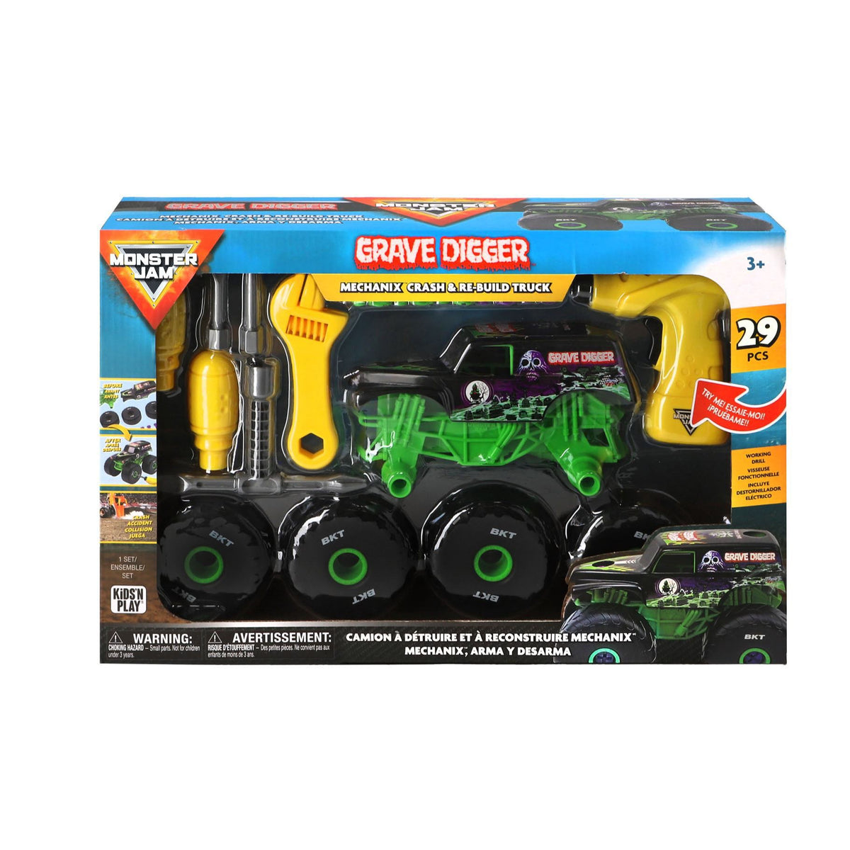 Hot Wheels Monster Jam Mechanix 1:18 Build 'N Re-Build Grave Digger