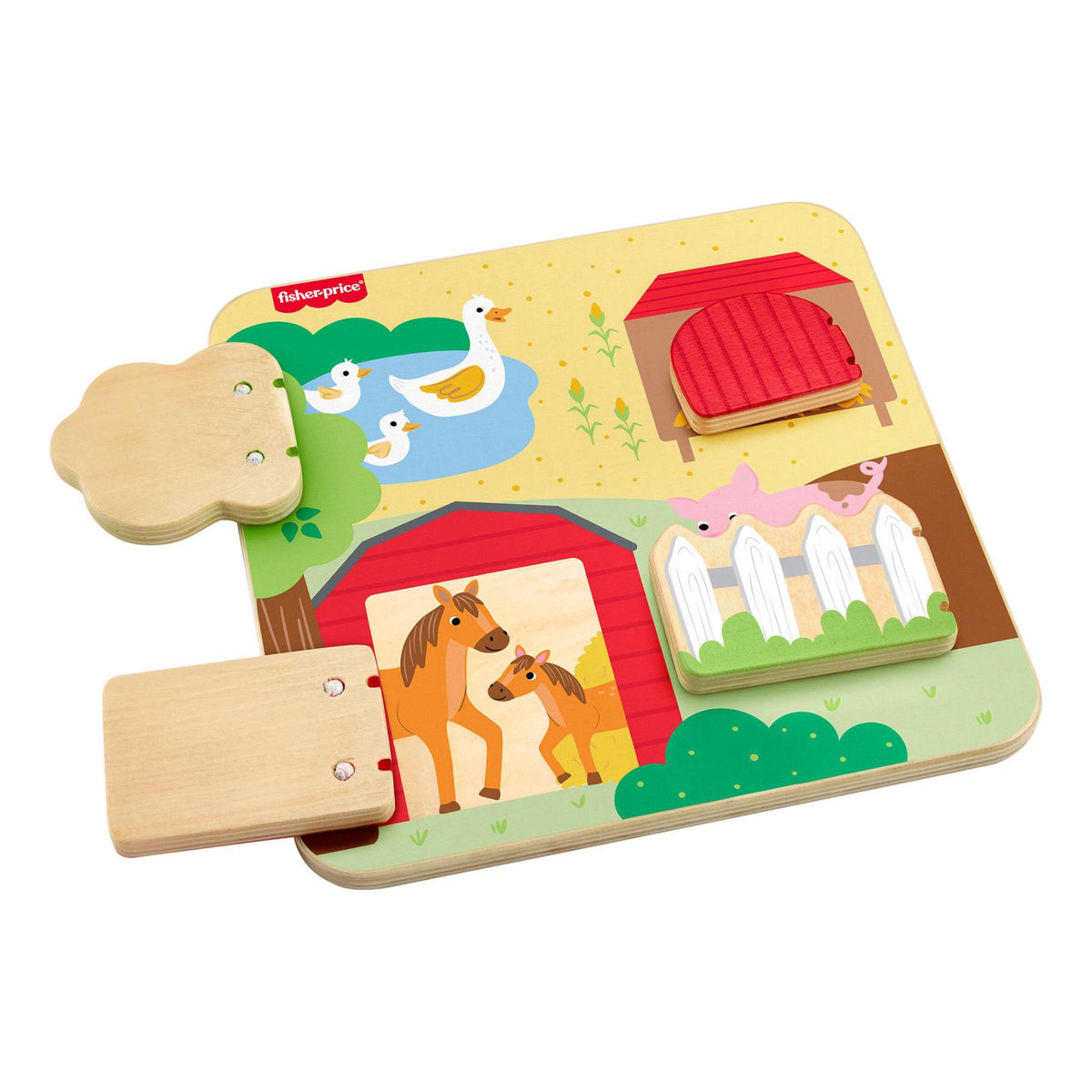 Fisher-Price houten kiekeboo boerderijdieren 12m 2