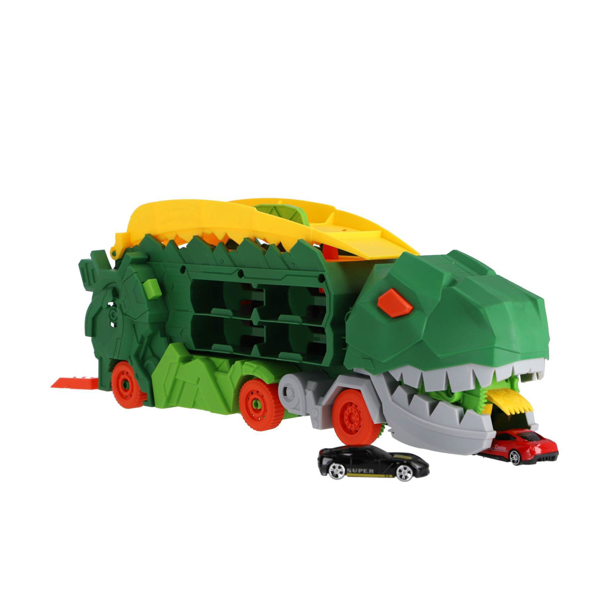 Transporter carrycase dino met 2 diecast auto's Groen 3