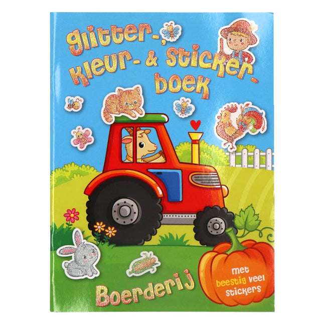 Luxe stickerboek met glitterstickers boerderij