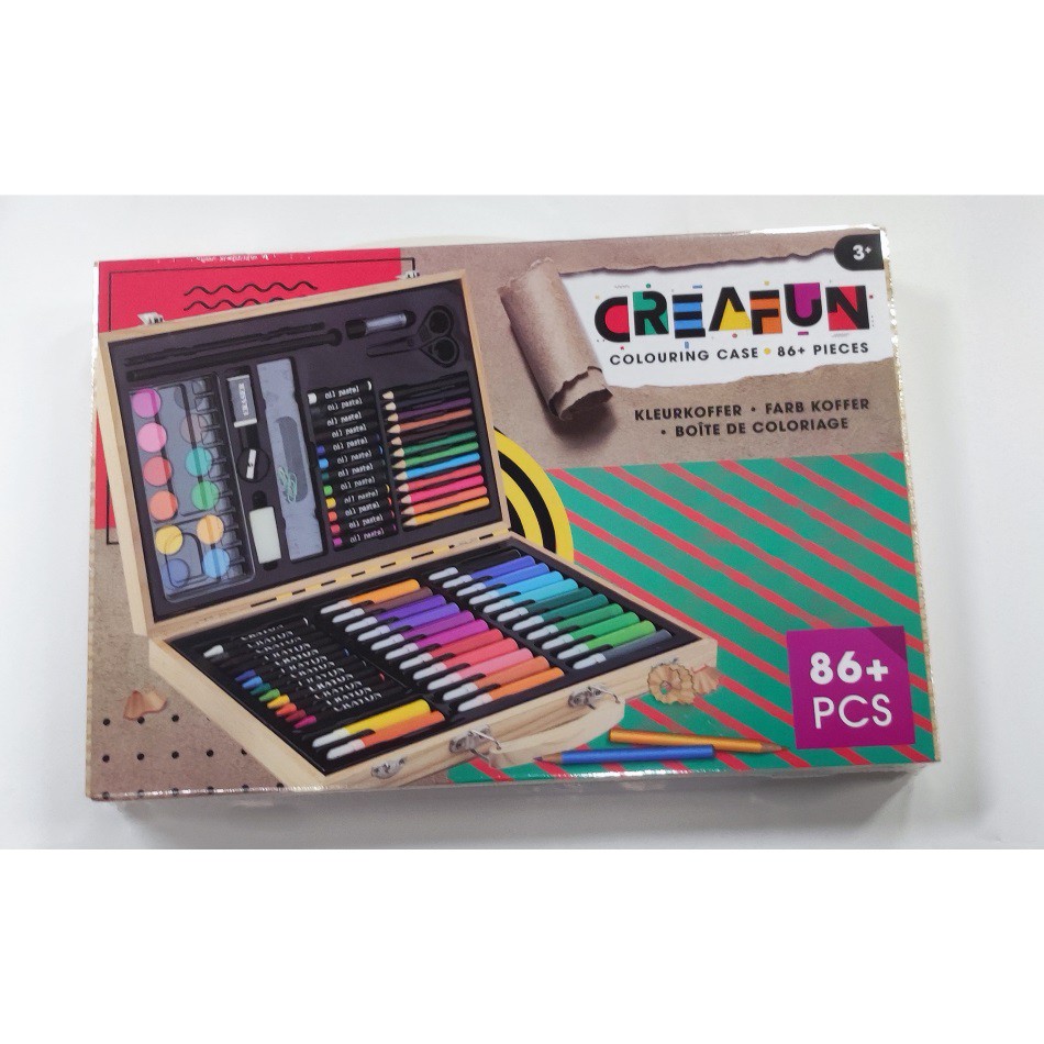 Creafun kleurkoffer kist 86-delig hout 2