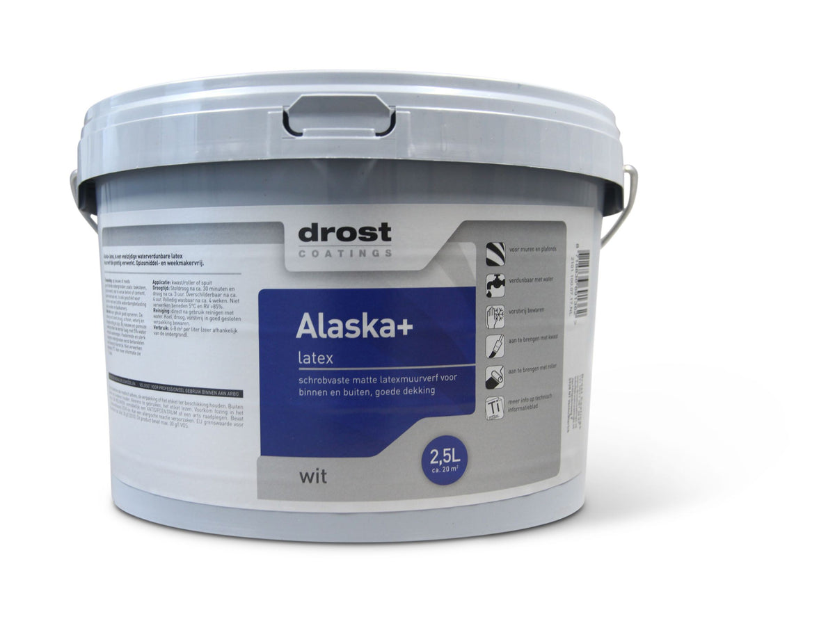 LATEX SCHROBVASTE MUURVERF ALASKA+ 2,5ltr. WIT