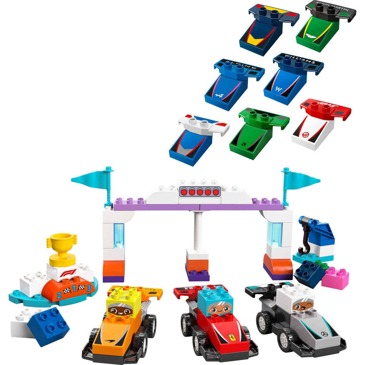 LEGO 10445 DUPLO F1 team racewagens en coureurs 2